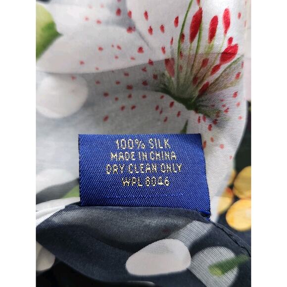 Charter Club Vintage Floral Polka Dots Rectangle Scarf 100% Silk 15 x 60 inches - Picture 5 of 7